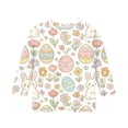 thumbnail image 3 of Easter Eggs Shirts for Girls 3/4 Sleeve Bunny Graphic Print Casual Tees Kids Summer Crew Neck Funny Blouses, Beige 150, 3 of 4