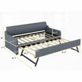 thumbnail image 6 of Gray Twin Size Upholstered DayBed featuring USB Charging & Pull-out Trundle, 6 of 14