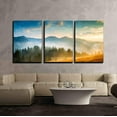 wall26 3 Piece Canvas Wall Art Amazing Mountain Landscape with Fog