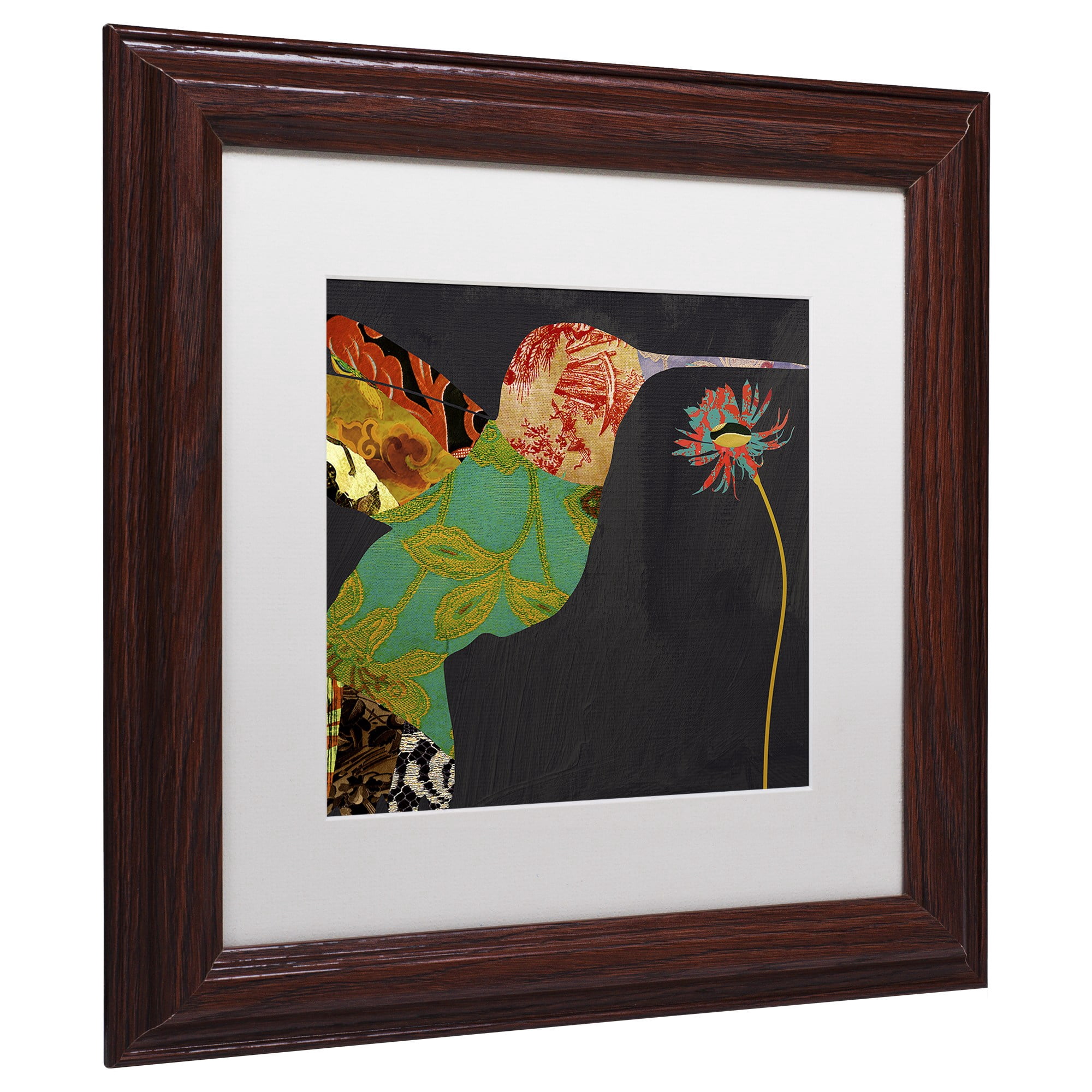 Trademark Fine Art "Hummingbird Brocade IV" Canvas Art by Color Bakery White Matte, Wood Frame