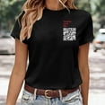 thumbnail image 4 of TSADFHJI Hauts pour Femmes Chic Aguichant Nouveau T-Shirt à Deux Codes Mode Col Rond Manches Courtes TTG Noir, 4 of 7