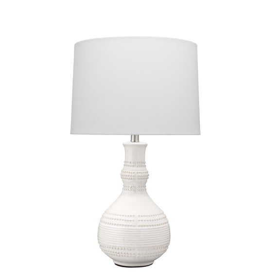 J&D Designs Droplet 28" Coastal Ceramic Table Lamp with Raised Knobs in White