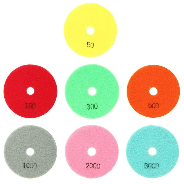Lot de 7 disques de polissage souples en résine pour marbre, pierre, céramique, verre, diamètre 100 mm