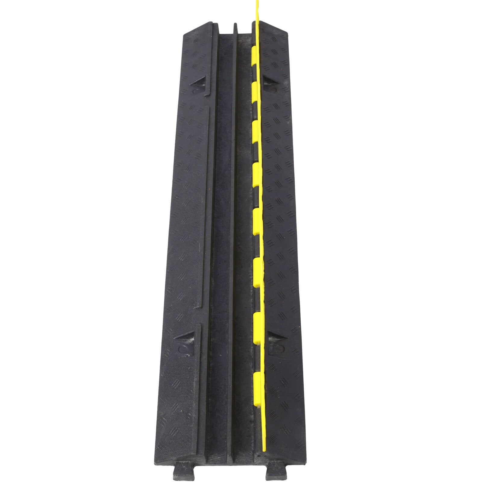 , Cable Protector Ramp, 2 Channels Speed Bump Hump, Rubber Modular Speed Bump Rated 5500LBS Load Capacity, Protective Wire Cord Ramp Driveway Rubber Traffic Speed Bumps Cable Protector,4 Packs,