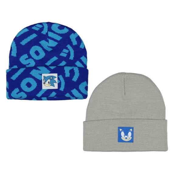 Sonic The Hedgehog 2-Pack Knit Cuffed Cold Weather Adult Novelty Beanies Hat OSFM