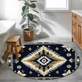 thumbnail image 4 of Round Area Rug 3ft,Retro Aztec Ethnic Style Washable Carpet Non-Slip Runner Accent Rugs Indoor Floor Mat for Bedroom Living Room Decor,Abstract Geometric Stripes, 4 of 9