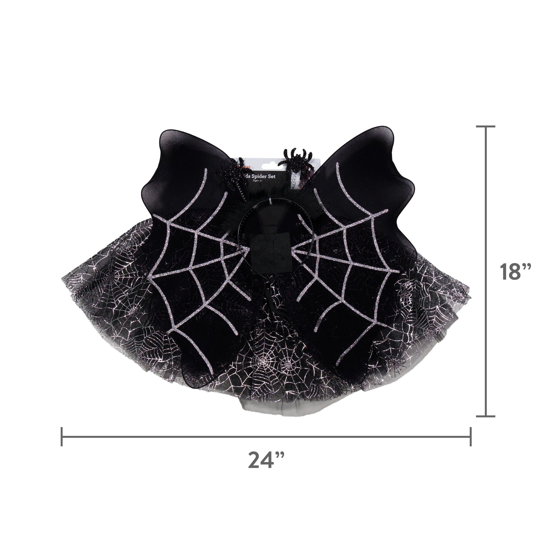 Spider Costume Accessory Set for Children, Black and Silver, 3 Pieces, Halloween by Way To Celebrate