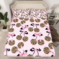 thumbnail image 2 of Feelyou Leopard Print Cherry Twin Sheet Sets, Kawaii Pink Bowknot Bedding, 3 Pieces, 2 of 7