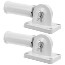 FUEENIRVA 2Pcs Adjustable White Aluminum Flag Pole Bracket for Outdoor Wall Mount