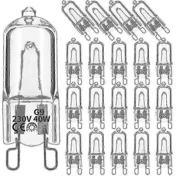 20Pcs G9 Halogen Light Bulbs,40W Clear Halogen Lamps Dimmable,Warm White 2800K for Chandeliers,Pend P20250110506