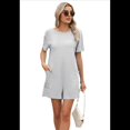 thumbnail image 3 of Mono de Verano para Mujer, de Corta, Holgado, Informal, con Cuello en V, Elegante y Cómodo, con Bolsillos, Gris , Talla L, 3 of 8
