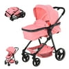 Qaba 2 In 1 Design Lightweight Baby Stroller, Up To 36 Months, Pink