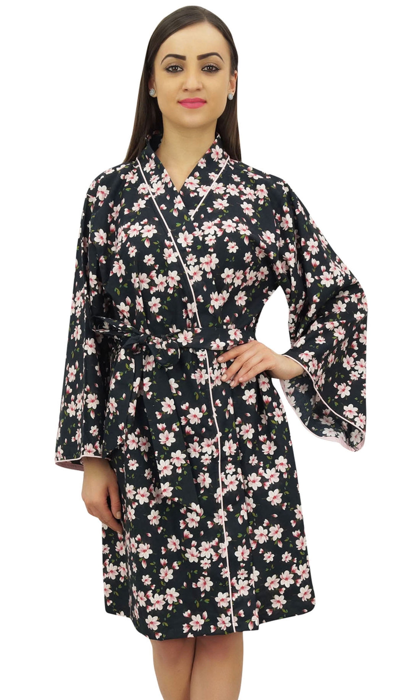 Bimba Women's Floral Printed Bridesmaid Full Sleeve Kimono Robe ...