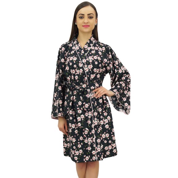 Bimba Women's Floral Printed Bridesmaid Full Sleeve Kimono Robe Nightwear - 14