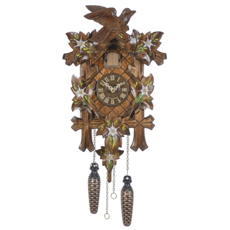 Quartz Cuckoo Clock 5-leaves, bird, with music