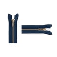thumbnail image 1 of #3 Antique Brass Lightweight Navy Metal Separating YKK Jacket Zipper - Choose Your Length - Color: Navy #560-1 Zipper Per Pack - Made in The United States., 1 of 1