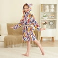 thumbnail image 4 of FORMRS Niños Bathrobe Unisex Hooded Robe Soft Plush Pajamas Sleepwear, Size 4-6T, Colorful Flowers Pattern, 4 of 7