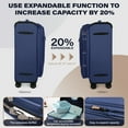 thumbnail image 6 of 3 Piece Softside Luggage Set, Expandable Soft Shell Spinner Luggage with Front Opening, Lightweight Durable Suitcase TSA Lock Approved, 20"/26"/28", Navy(XJ1097), 6 of 8