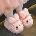 thumbnail image 4 of Fesfesfes Kids Bunny Ear Slippers Warm Fuzzy Indoor Outdoor House Shoes Girls Boys Cozy Plush Non Slip Winter Fall Slippers with Childrens Bedroom Comfortable Soft Lined Slippers(Pink#3,9-9.5 Years), 4 of 8