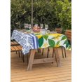 thumbnail image 3 of Outdoor Tablecloth with Umbrella Hole for Patio/Picnic/Party/Camping, Lemon Botanical Waterproof Table Cloth Rectangle Table Cover Washable, Summer Fruit Leaves Blue Floral (52"x 70"), 3 of 8