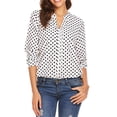 thumbnail image 2 of Pompotops Blouse à Manches Longues à Col en V pour Femmes, Décontractée et Confortable, à Pois Imprimés, Liquidation, 2 of 3