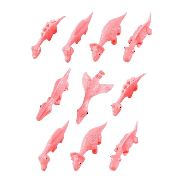 10 Piezas Tirachinas para Dedos de Dinosaurio Juguete de Dinosaurio Animales Bolsas de Rellenos Juegos Voladores para Halloween Edad 3+ Niños Niñas Rosa