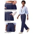 thumbnail image 5 of Rosvigor Womens Yoga Pants Dressy Straight Stretch Pants Lightweight Work Travel Soft Loose Trousers with Pockets, 5 of 9