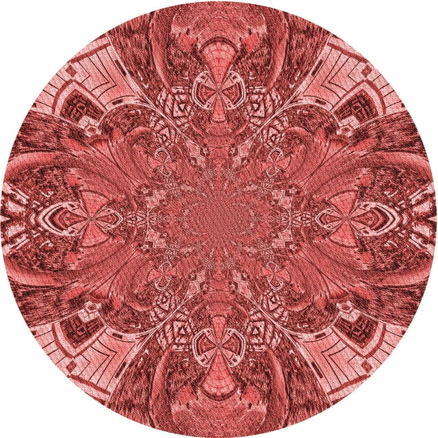 Ahgly Company Tapis d'Intérieur Ronds Transitionnels Rouges Lavables à la Machine, 3 Pieds Rond