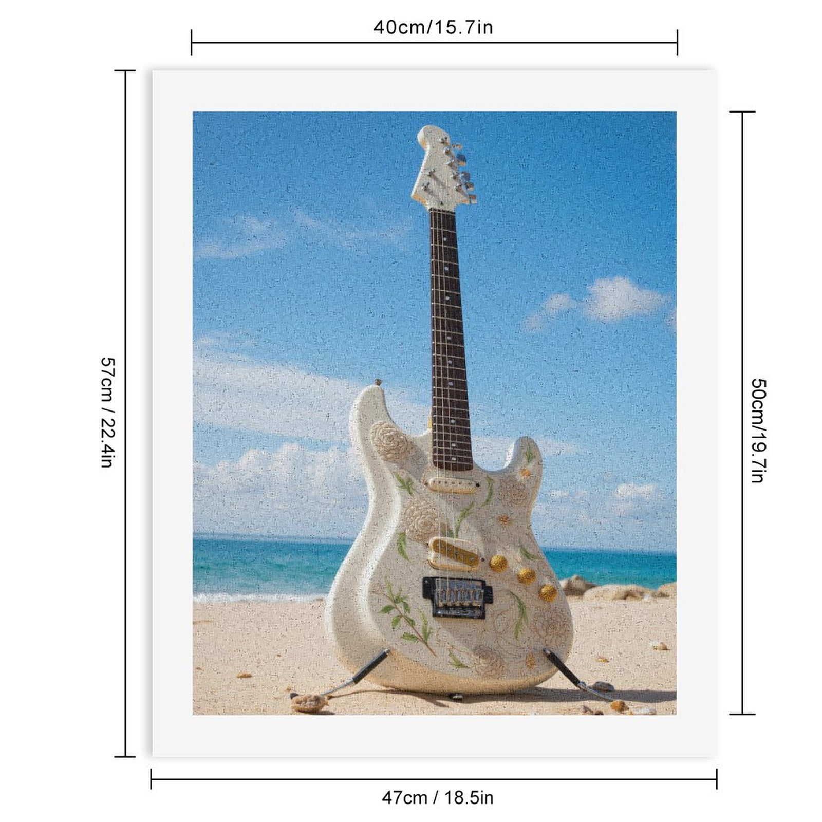 Paint By Numbers Kit for Adults Beginner - DIY Beach Floral Electric Guitar Canvas Painting Kits for Adults, Frameless Paint By Number for Adults for Home Wall Decor 16x20 Inch