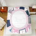thumbnail image 6 of Feelyou Kawaii Ocean Whale Twin Sheet Sets, Cartoon Marine Rudder Twin Fitted Sheet, Pink Patchwork Buffalo Flat Sheet, Super Cozy Room Decor, 3pcs, 6 of 8
