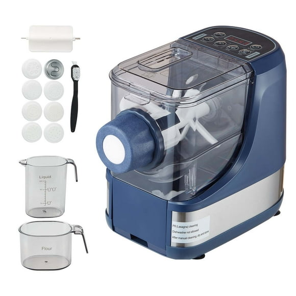 KFFKFF Electric Noodle Machine, 150W Auto Pasta Crafting Device, Offers 8 Unique Pasta Forms, Equipped with 4 Smart Settings, Holds up to 500g of Flour, Includes Measuring Tools and Cleaning Brush