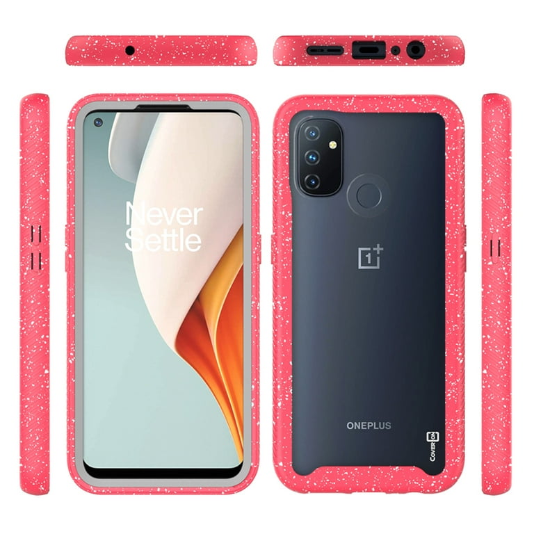 Coveron OnePlus Nord N100 Case, Military Grade Full Body Rugged Slim Fit Clear Phone Cover, Pink (White Splash), Multicolor
