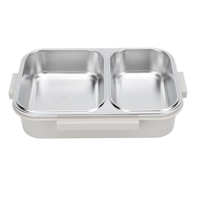 Contenedor De Caja De Almuerzo De Acero Inoxidable, Portátil 2 Compartimentos Desmontables Caja De Almuerzo Cuadrada De Almacenamiento De Alimentos Con Tapa Utensilios De Cocina