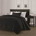 thumbnail image 2 of Chezmoi Collection Austin 3-Piece Oversized Bedspread Coverlet Set, Black, Queen, 2 of 5