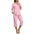 thumbnail image 2 of MINTREUS Women's Pajama Set Three-Quarter Sleeve Pajama Top and Pants Two-Piece Set Summer Loungewear, 2 of 7