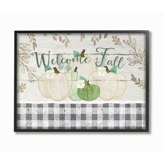 Stupell Industries Welcome Fall Phrase with Autumn Farm Pumpkins Designed by Jennifer Pugh