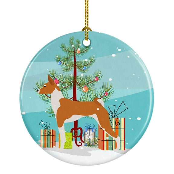 Basenji Merry Christmas Tree Ceramic Ornament