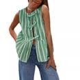 thumbnail image 2 of WCMZJ Women Y2k Tie Front Peplum Tank Tops Sleeveless Stripe Crop Tops Babydoll Shirts Summer Cute Tops for Teens Streetwear, 2 of 3