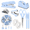 Blue, variant on Black Desktop Organizer Office Supplies Set