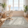 thumbnail image 3 of Design&I 8'x10' Washable Area Rug Extra Large Skid-Resistant Low Profile Beige Boho Faded Ornamental Symmetrical Vine Motif Farmhouse for Living Room, Family, 3 of 7