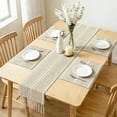 thumbnail image 2 of Table Runner and Placemats Set of 4, Yamaziot Washable Fabric Rectangle Dining Table Mats with Tassels, 13"x72" Table Flag & 13"x18" Place Mats, Beige, 2 of 7