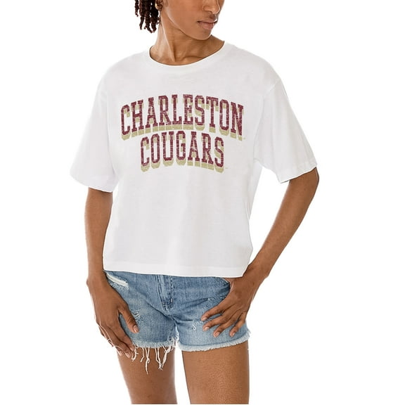 Women's Gameday Couture White Charleston Cougars Claim To Fame Boxy Cropped T-Shirt