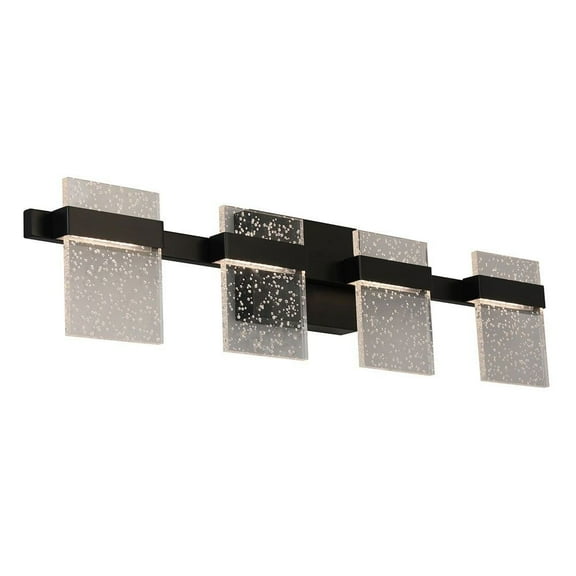 Eglo Madrona 31 Inch 4 LED Glass Bathroom Vanity Wall Light, Black