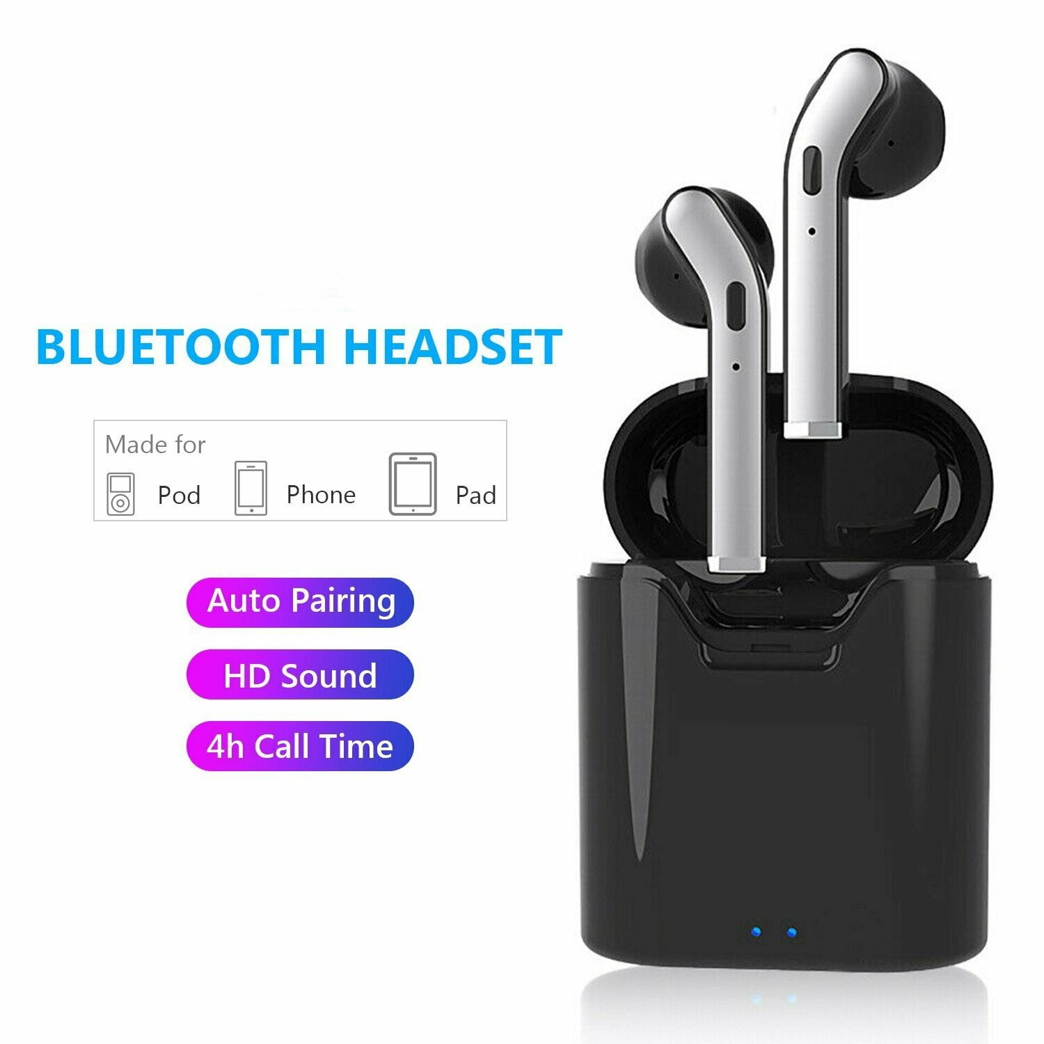 iPhone Bluetooth headset wireless Bluetooth earbuds stereo headset cordless sports headset Bluetooth in-ear headphones built-in microphone for Apple Airpods Android