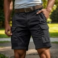 thumbnail image 4 of Letdown Men Cargo Shorts with Pockets Casual Knee Length Lightweight Stretch Outdoor Hiking Travel Work Short Pants (Dark Gray-1, S), 4 of 7