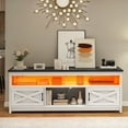 thumbnail image 2 of Uforic Farmhouse LED TV Stand with Power Outlet, Media Entertainment Center Console for 75 Inch TV, Black and White, 2 of 9