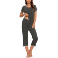 thumbnail image 2 of MINTLIMIT Ensembles de Pyjama Unis Hauts à Manches Courtes et Pantalons Capri pour Femmes, 2 of 3