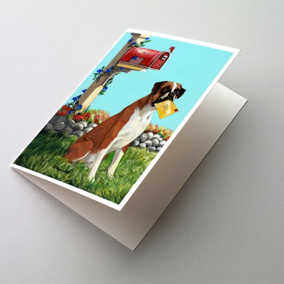Boxer Got Mail Greeting Cards and Envelopes Pack of 8