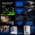 thumbnail image 3 of PC Gamer Completa IA Xtreme PC Gaming NVIDIA GeForce RTX 5060 AMD Ryzen 5 3600 16GB SSD 1TB Monitor Curvo 23.8 180Hz WIFI Productividad Versátil Acelerada con IA White, 3 of 6