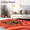 thumbnail image 2 of ODIKA 3'x5' Machine Washable Non-Slip Area Rug, Charming Capybara Character Surrounded by Interlocking Abstract Waves High Traffic Rug, Orange, 722225, 2 of 5